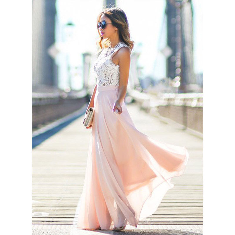Hot Women's Long Chiffon V-Neck Evening Dress