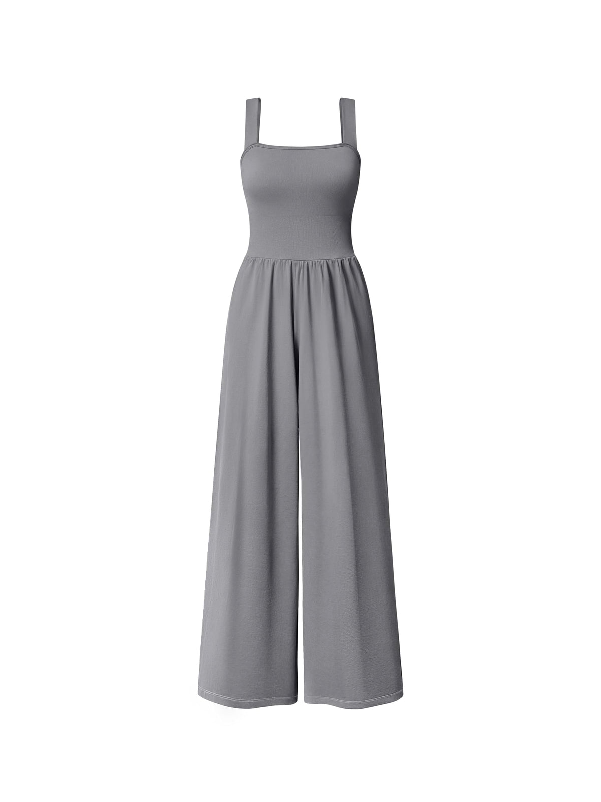 Women's Knit Wide Leg Jumpsuit | Sleeveless Square Neck One-Piece