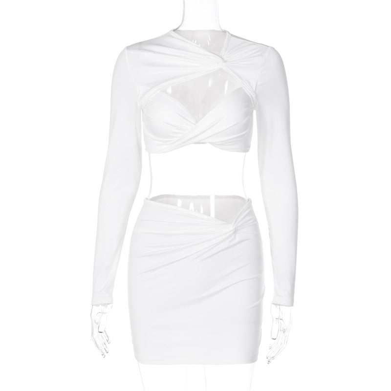 Spring Fashion Sexy Hollow Long Sleeve Outfit Set