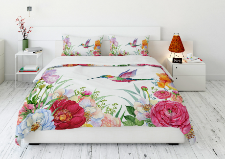 Flowers Aura | Colorful Floral Cartoon Bedding Set (Four Pieces)