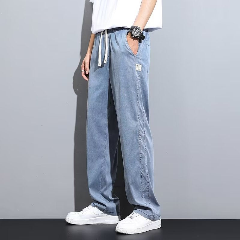 Men's Loose Wide Leg Ice Silk Straight Pants