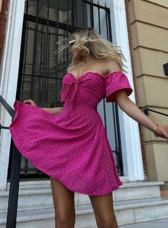 Off-Shoulder Lace Wrap Dress