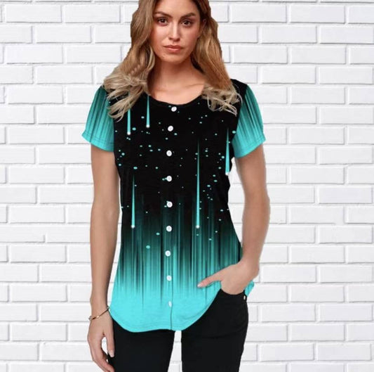 Simple Round Neck Fashion Gradient Top