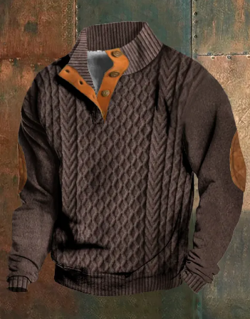 Men's Cable Knit Quarter-Zip Sweater | Suede Elbow Patch | 10 Colors | XS–6XL