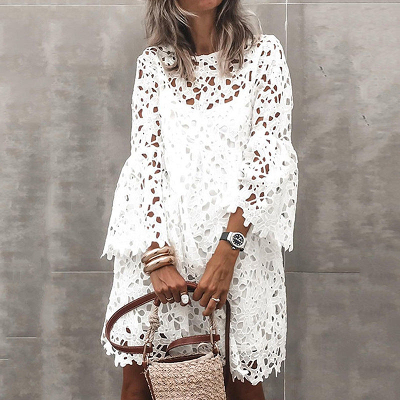 Ethnic Style Lace Flower Dress for Women