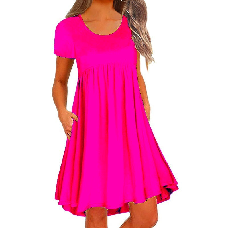 Women's Simple Solid Color Short Sleeve Dress