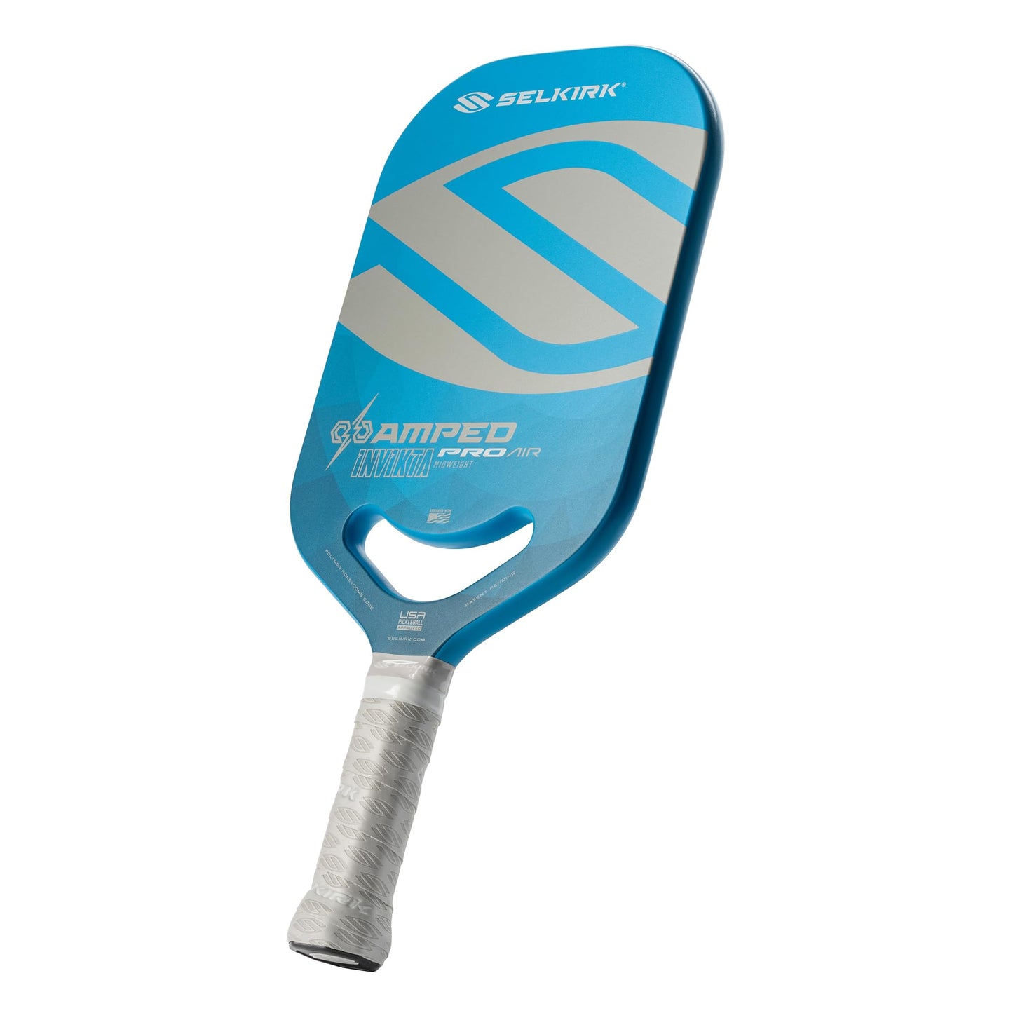 Selkirk Amped Pro Air Pickleball Paddle | Fiberglass Pickleball Paddle with a Polypropylene X5+ 16mm Core | Throatflex | Flex Foam | Pickleball Rackets Made in The USA | Invikta Blue