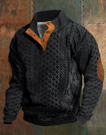 Men's Cable Knit Quarter-Zip Sweater | Suede Elbow Patch | 10 Colors | XS–6XL