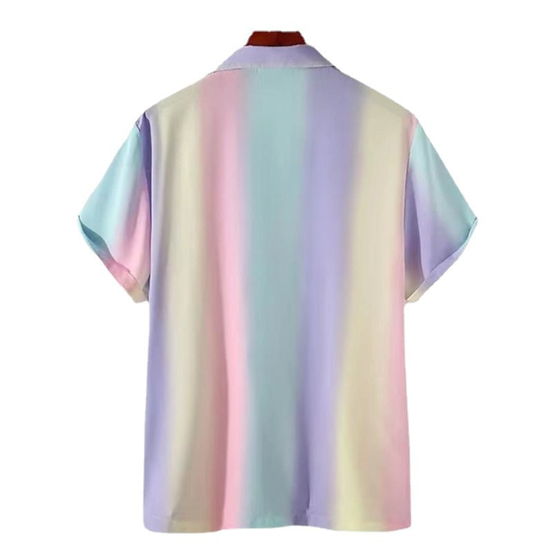 Men's Casual Short Sleeve 3D Gradient Shirt