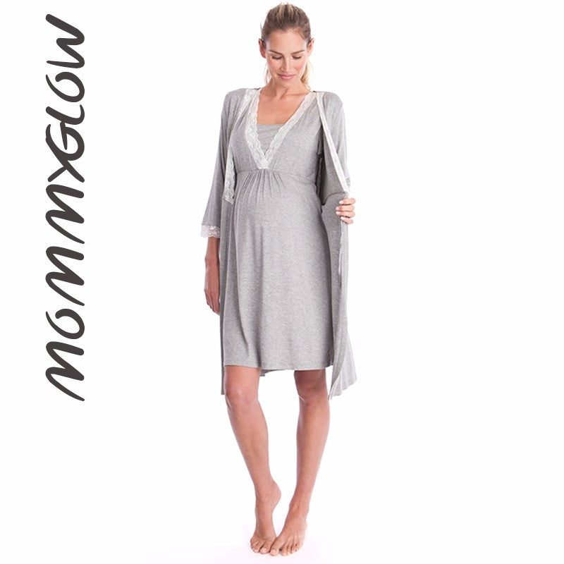 Lace Maternity Nursing and Hospital Pajamas Set