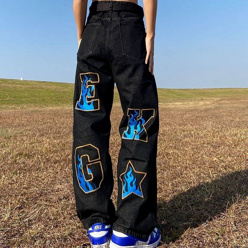 Men's Retro American Hip-Hop Wide Leg Jeans — Streetwear