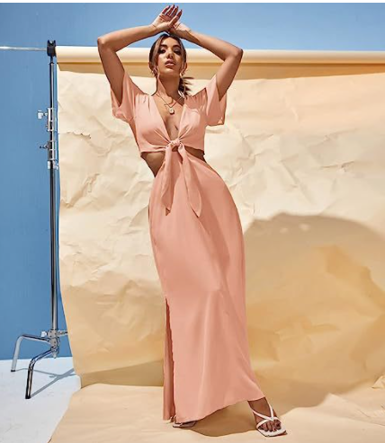 Women's Extra Long A-Line Front Lace-Up Dress
