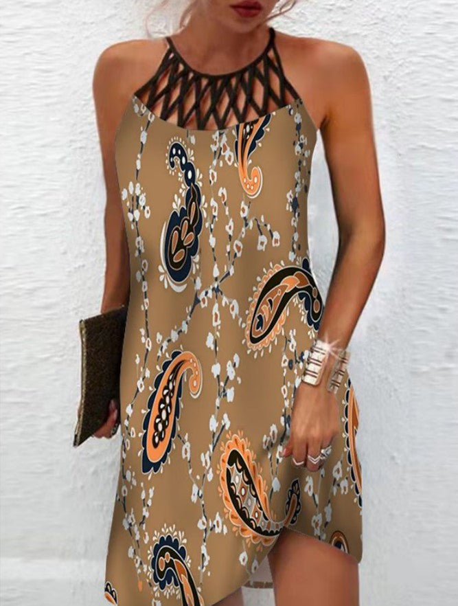 Casual Bohemian Dress with Ethnic Print Design