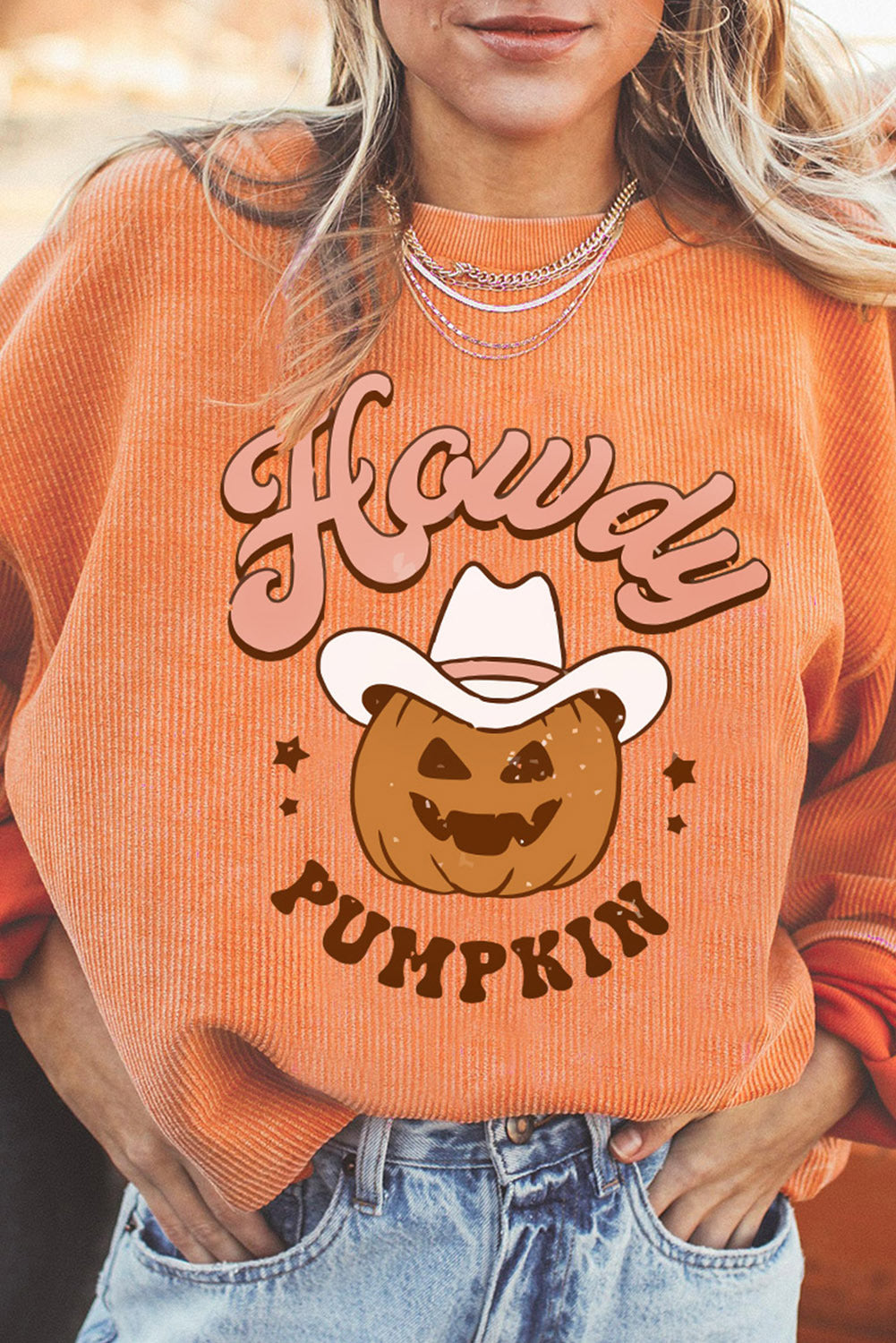 European American Halloween Pumpkin Head Sweater