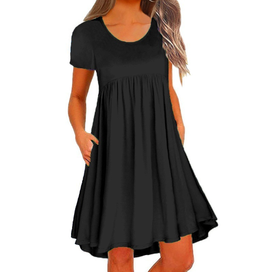 Women's Simple Solid Color Short Sleeve Dress