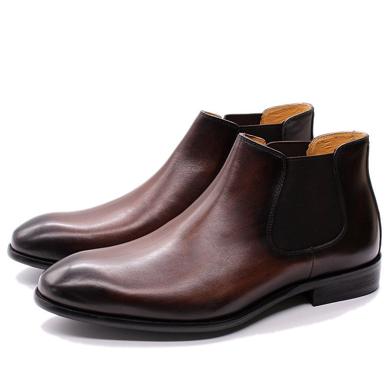 Genuine Leather Men's Shoes with Stirrup