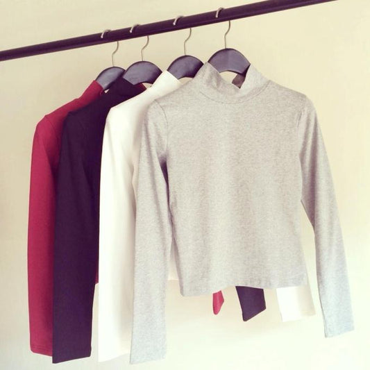 High-Waisted Long Sleeve Slim Fit T-Shirt