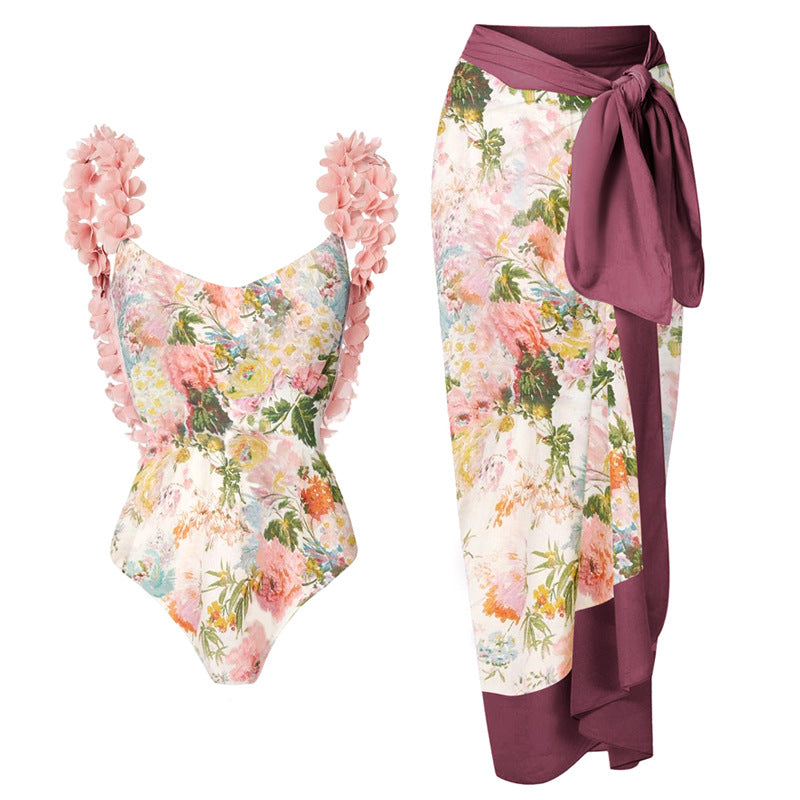 Women's Sexy One-Shoulder Bikini Set with Embellishments