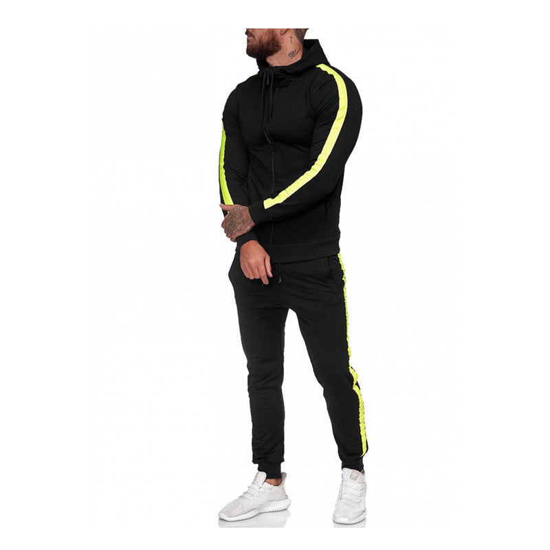 Men's Hooded Zip-Up Athletic Tracksuit Set — 2-Piece Sportswear