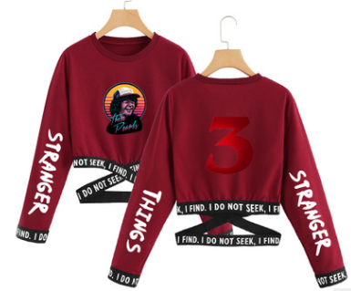 Stranger Things 3 Cropped Long Sleeve Sweatshirt