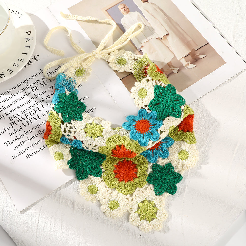 Girl's Crochet Triangle Scarf and Knitted Flower Headband