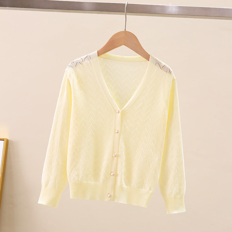 Girl's Thin Knitted Cardigan UV Jacket for Ages 5+