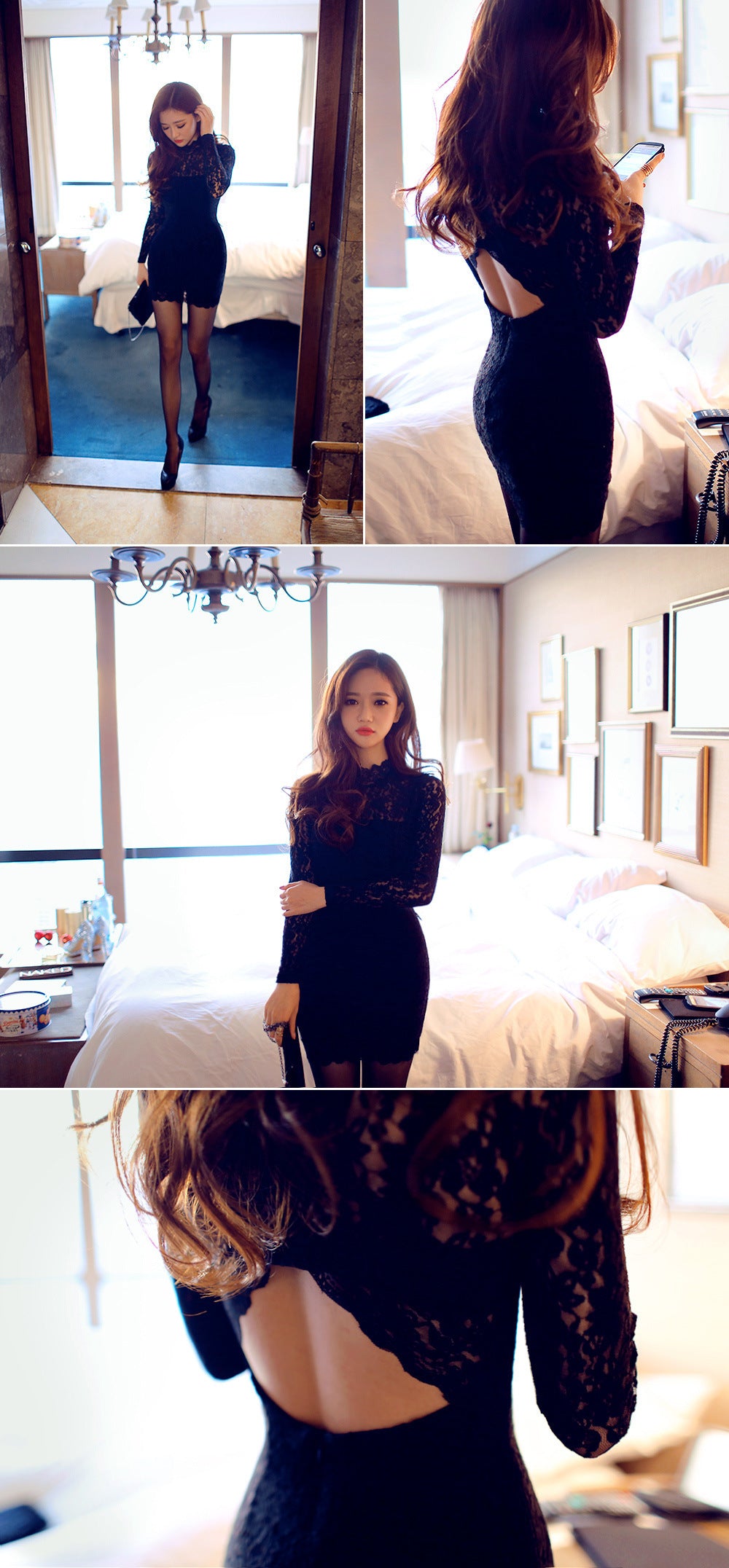 Lace Dress and Bodysuit with Tight-Fitting Skirt