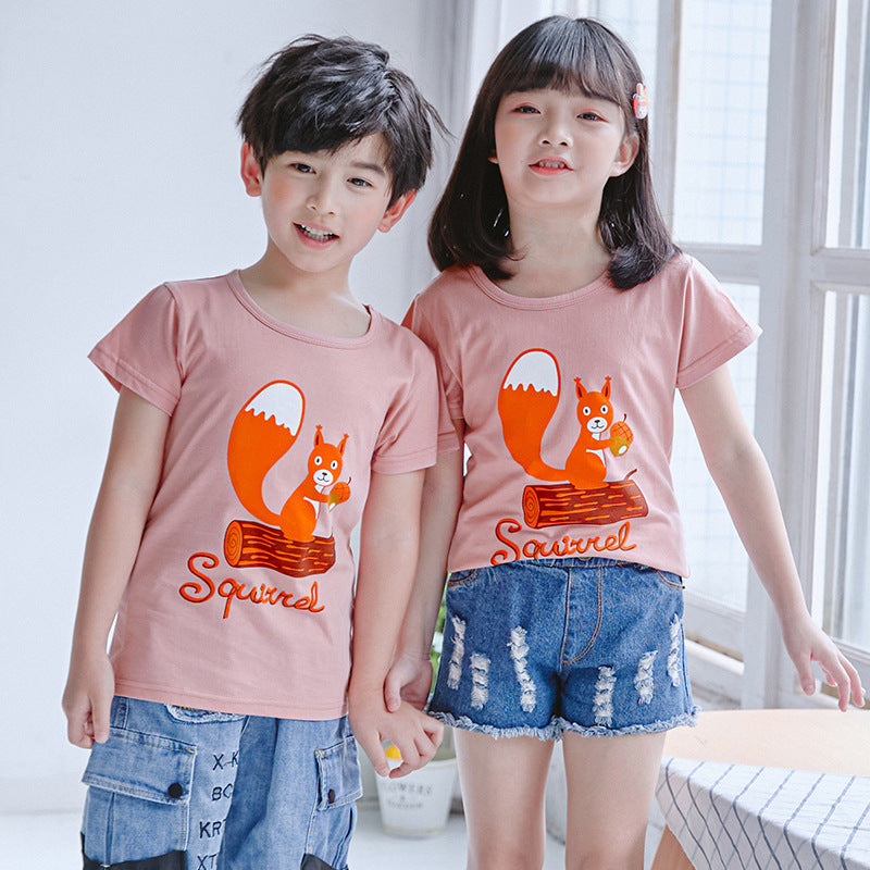 Kids' Summer Casual Cotton Cartoon Short Sleeve T-Shirt