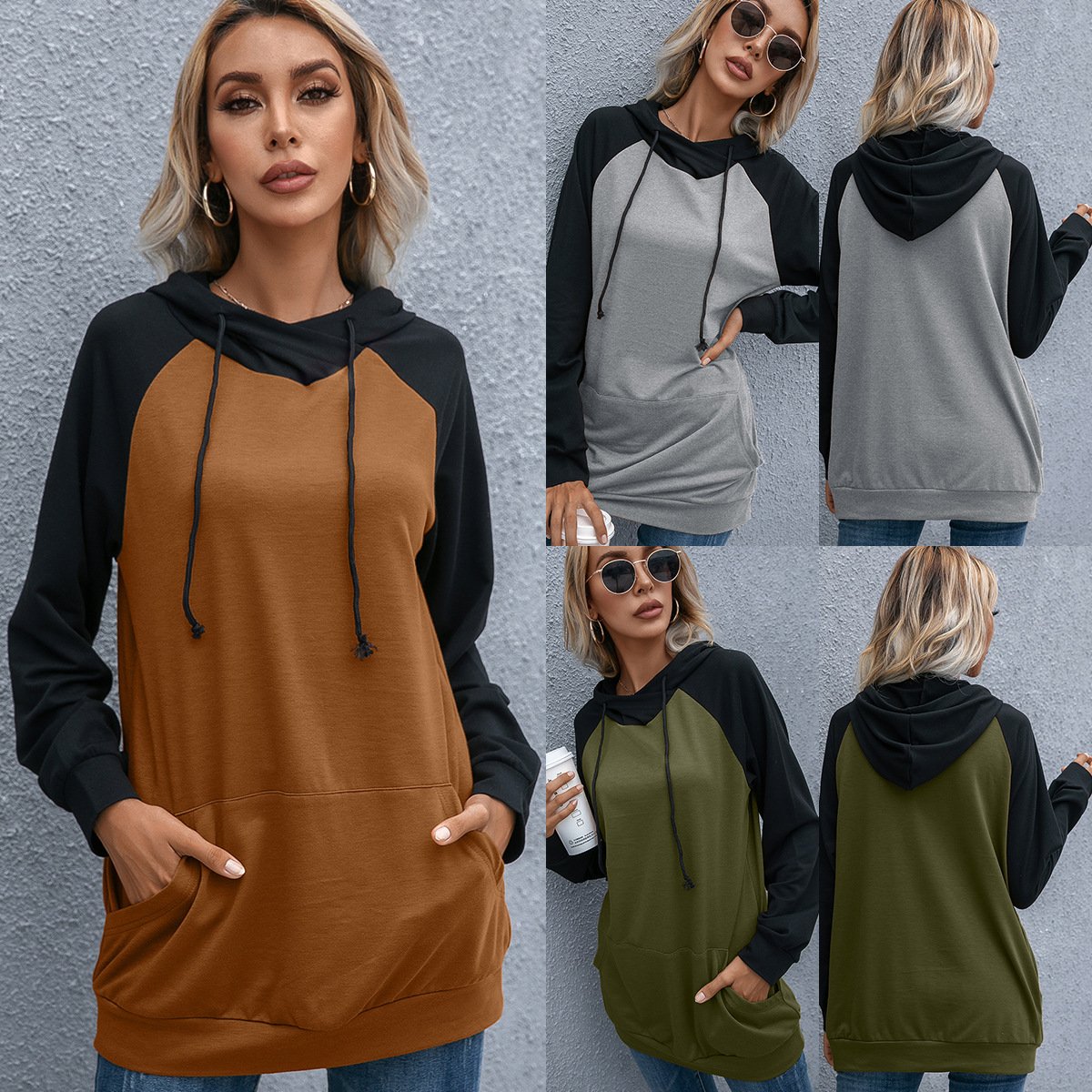 Women's Loose Pullover Hoodie | Casual Oversized Sweatshirt | Khaki, Grey, Army Green | S–XL