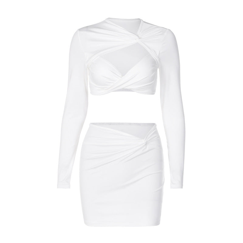Spring Fashion Sexy Hollow Long Sleeve Outfit Set