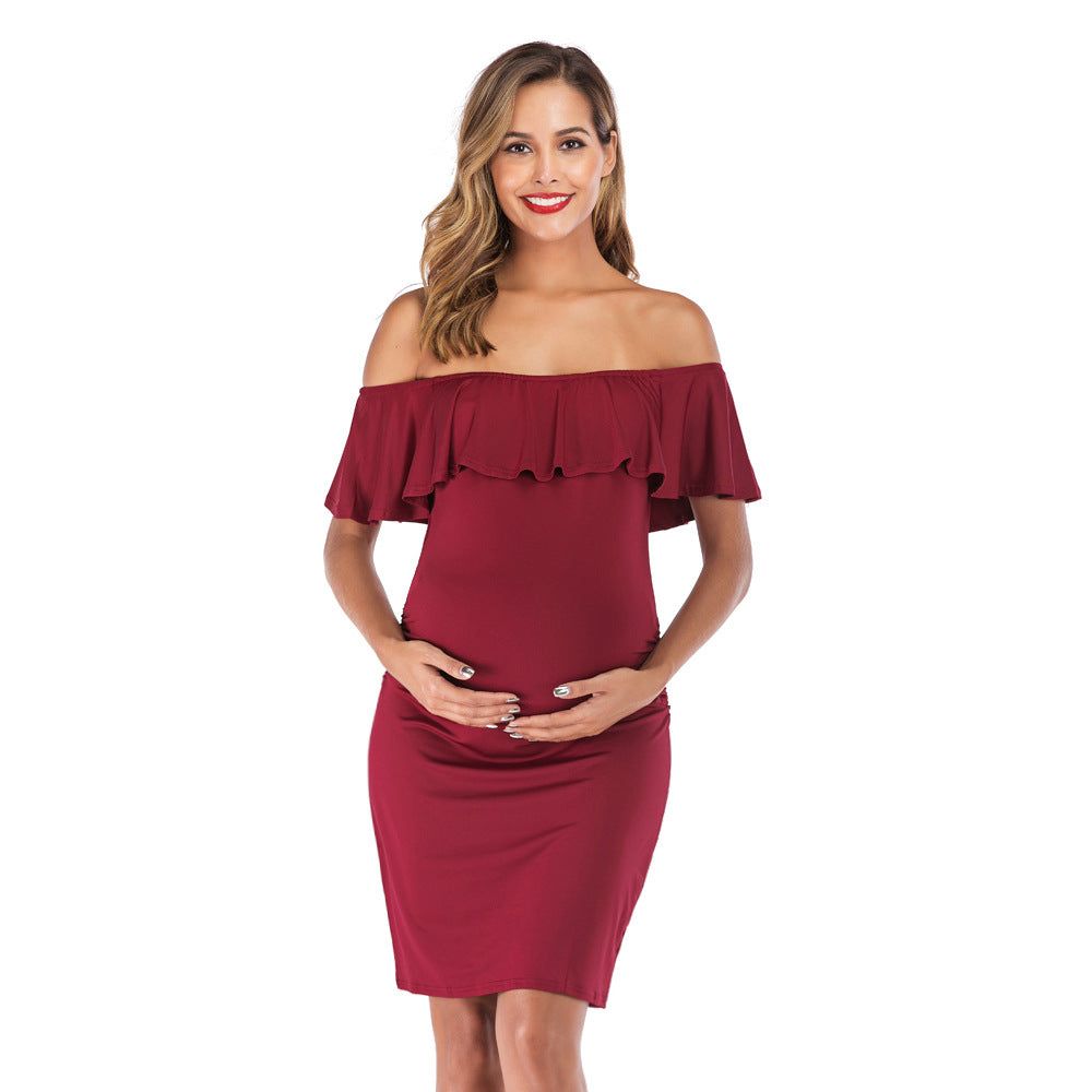 Women's Slim Solid Color Mid-Length Maternity Dress