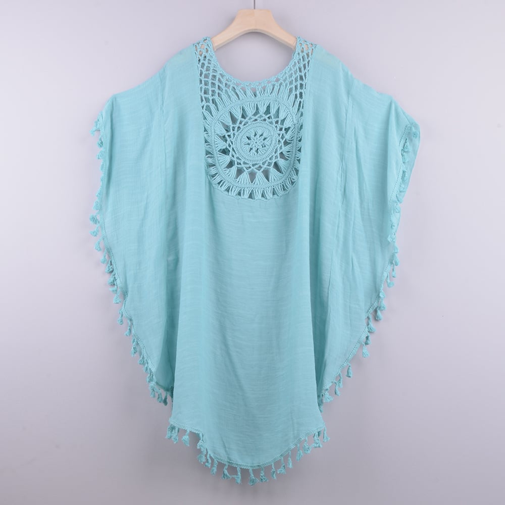 Off-The-Shoulder Large Size Fringed Bikini Blouse