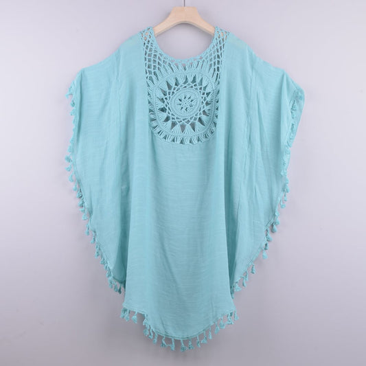 Off-The-Shoulder Large Size Fringed Bikini Blouse