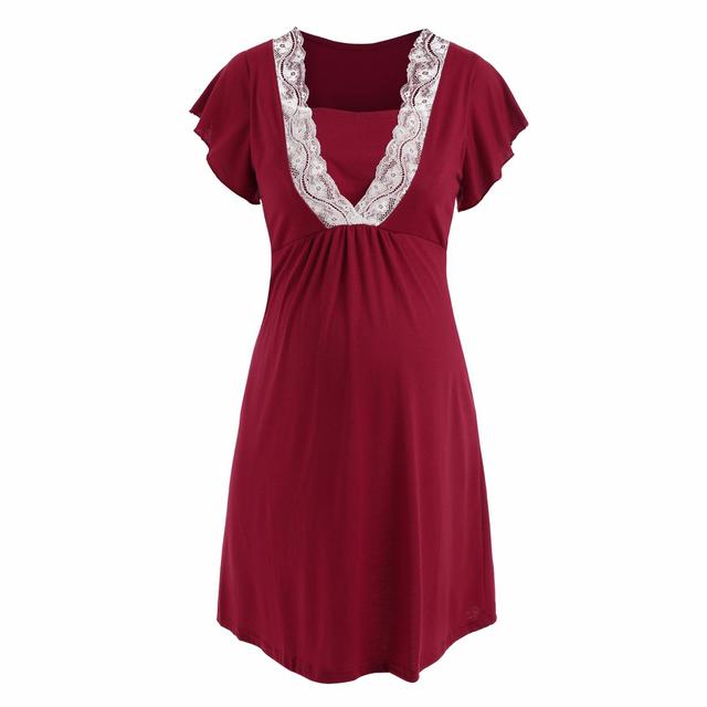 Lace Maternity Nursing and Hospital Pajamas Set