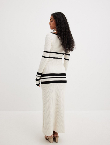 Women's Slim-Fit Striped Knitted Dress | Long Sleeve Pullover, S–XL
