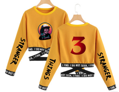 Stranger Things 3 Cropped Long Sleeve Sweatshirt