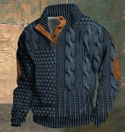 Men's Cable Knit Quarter-Zip Sweater | Suede Elbow Patch | 10 Colors | XS–6XL