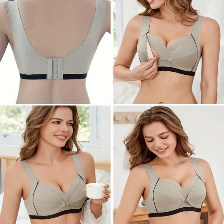 Push-up Nursing Bra with Front Buttons and Breathable Fabric