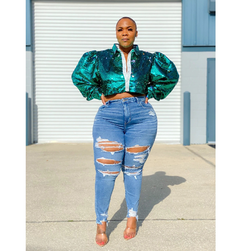 Women's Large Denim Trousers — Relaxed Fit