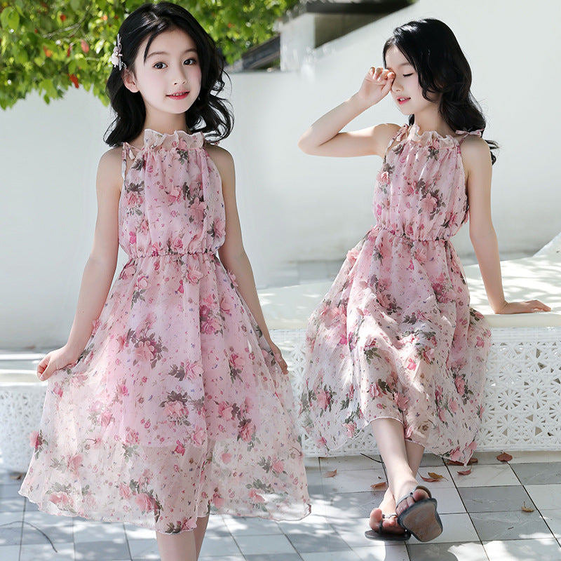 Girls' Bohemian Floral Beach Maxi Dress — Summer Style