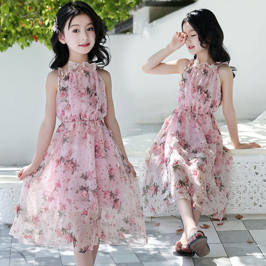 Girls' Bohemian Floral Beach Maxi Dress — Summer Style