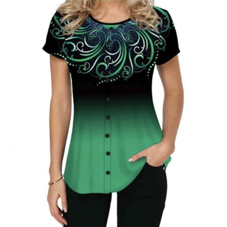 Simple Round Neck Fashion Gradient Top