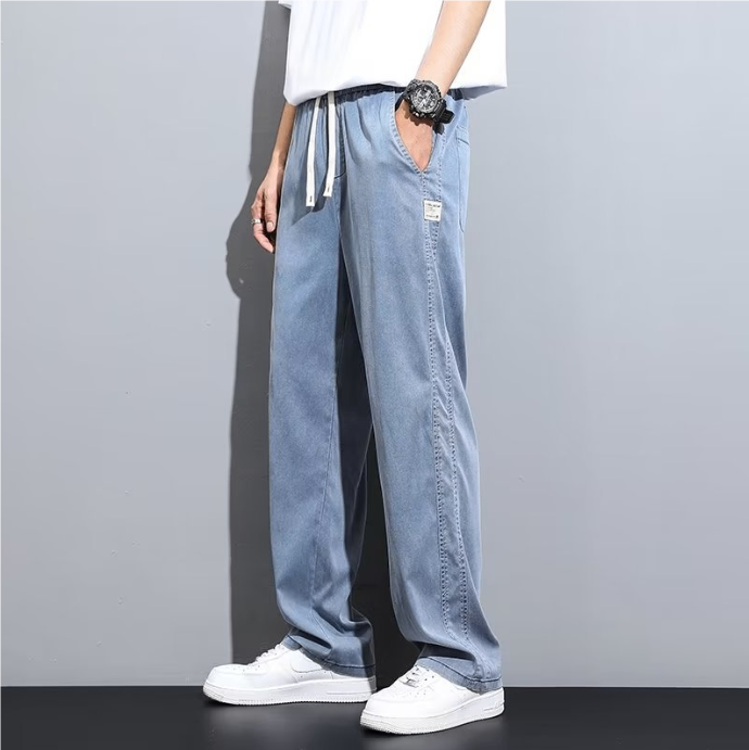 Men's Loose Wide Leg Ice Silk Straight Pants