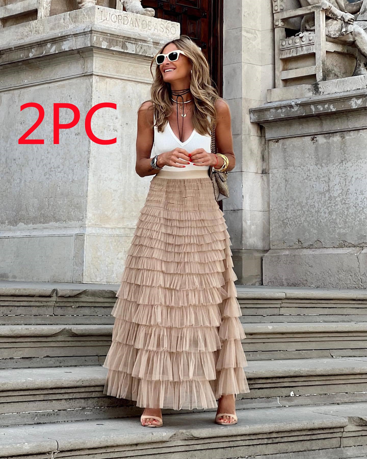 European & American Summer Fashion Mesh Tiered Skirt