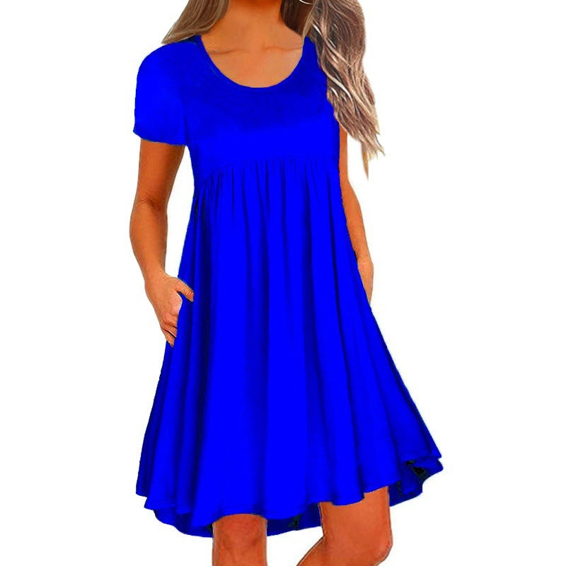Women's Simple Solid Color Short Sleeve Dress