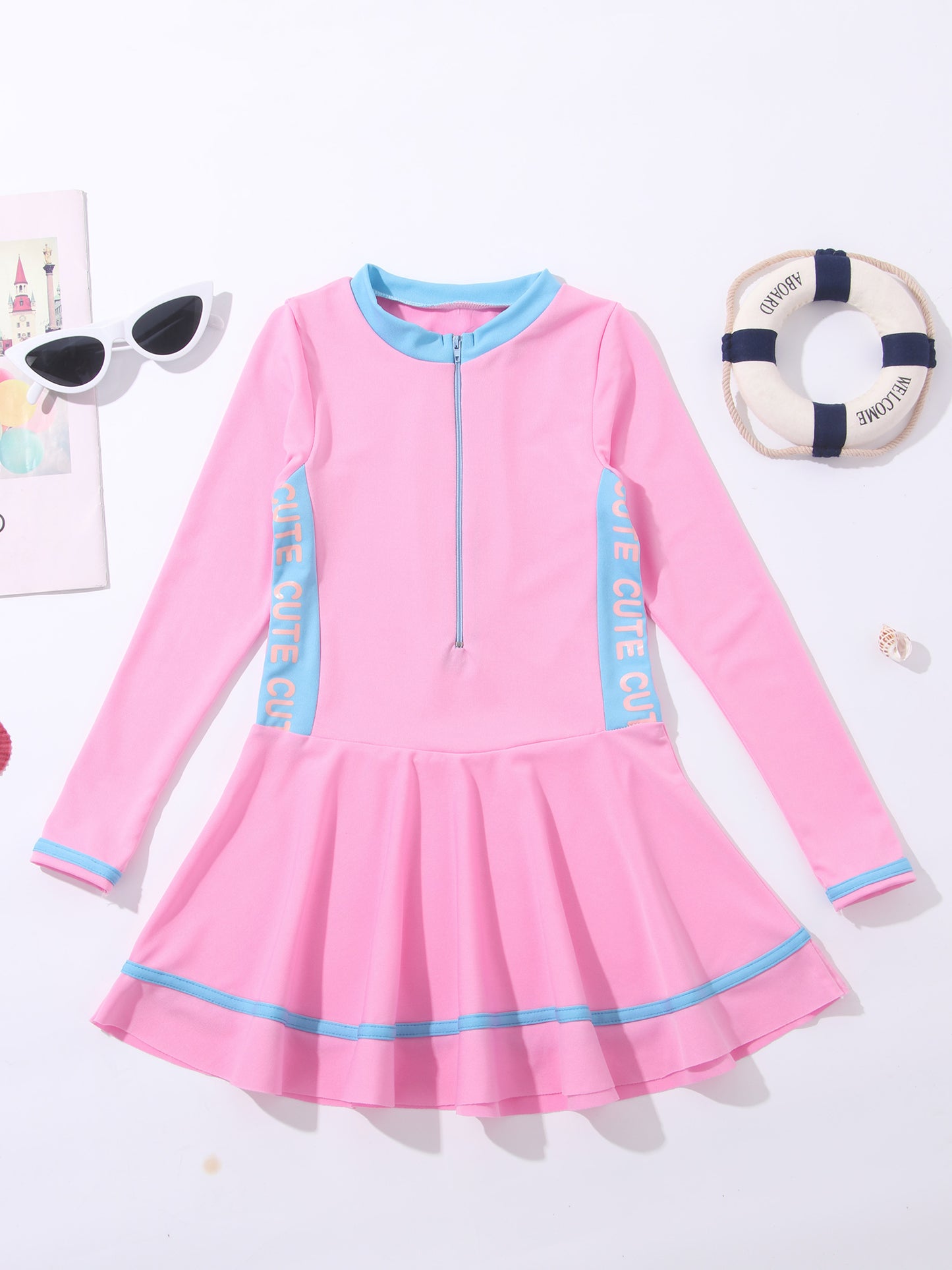 Solid Color Children's Dress Style Swimsuit