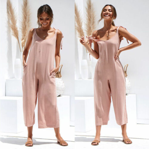 Women's Casual Loose Linen Cotton Backless Dress