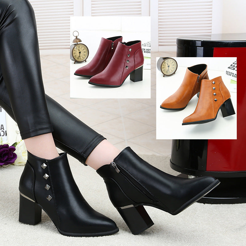 Women's Studded High Heel Ankle Boots