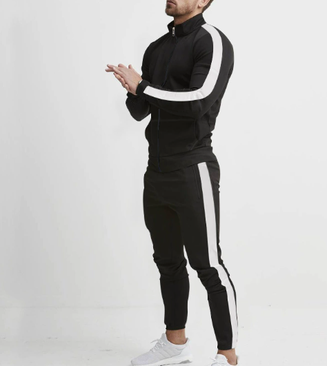Men's Hooded Zip-Up Athletic Tracksuit Set — 2-Piece Sportswear