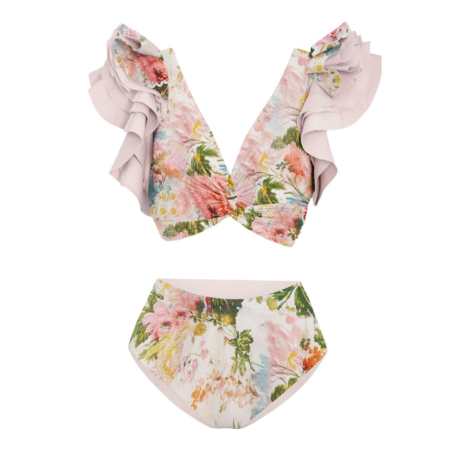Women's Sexy One-Shoulder Bikini Set with Embellishments